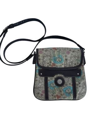 Mouflon Floral Crossbody Bag Small/Medium Leather Canvas Boho Flap Purse Pretty